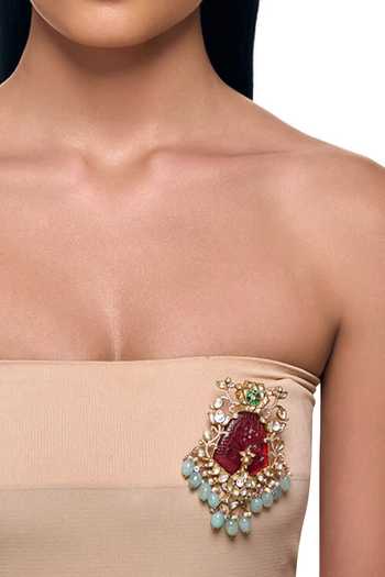 Raabta By Rahul_Multi Color Shah Heer Manik Kalangi Brooch _Online_at_Aza_Fashions