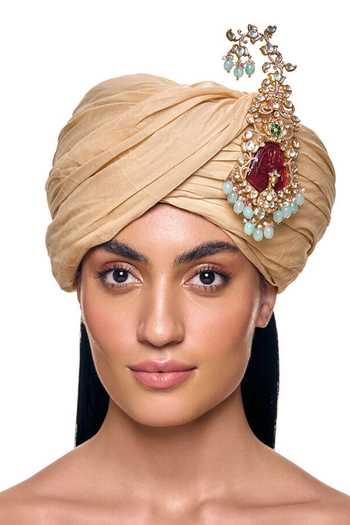 Shop_Raabta By Rahul_Multi Color Shah Heer Manik Kalangi Brooch _Online_at_Aza_Fashions