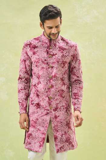 Buy Arihant Rai Sinha White Cotton, Velvet, Silk Embroidery Thread Vine Sherwani And Pant at Aza Fashions Buy_Arihant Rai Sinha_White Cotton, Velvet, Silk Embroidery Thread Vine Sherwani And Pant _at_Aza_Fashions