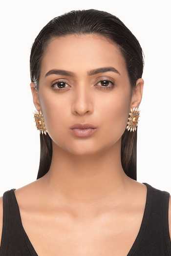 Raabta By Rahul Gold Plated Mahrosh Diya Stud Earrings Online at Aza Fashions Raabta By Rahul_Gold Plated Mahrosh Diya Stud Earrings _Online_at_Aza_Fashions