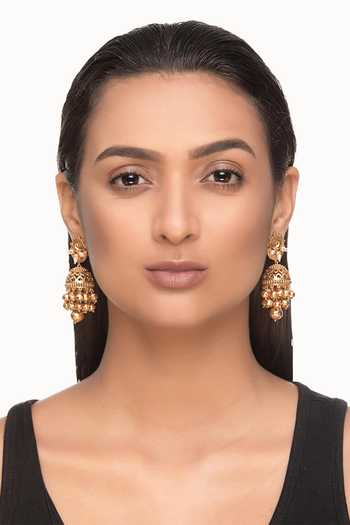 Raabta By Rahul Gold Plated Jyoti Diya Jhumka Earrings Online at Aza Fashions Raabta By Rahul_Gold Plated Jyoti Diya Jhumka Earrings _Online_at_Aza_Fashions