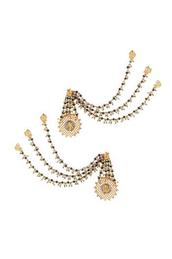 Raabta By Rahul Indulekha Kalash Earrings With Ear Chains 