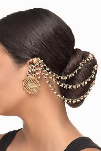 Raabta By Rahul Indulekha Kalash Earrings With Ear Chains 