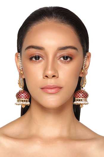 Raabta By Rahul Gold Plated Kalapi Embellished Jhumka Earrings Online at Aza Fashions Raabta By Rahul_Gold Plated Kalapi Embellished Jhumka Earrings _Online_at_Aza_Fashions