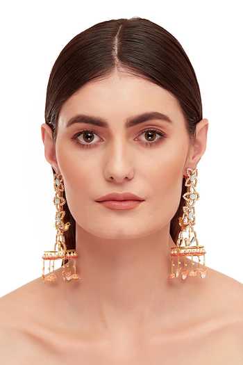 Buy Raabta By Rahul Blue 3 Flower Earrings With Bird Ear Chains Online at Aza Fashions Buy_Raabta By Rahul_Blue 3 Flower Earrings With Bird Ear Chains _Online_at_Aza_Fashions