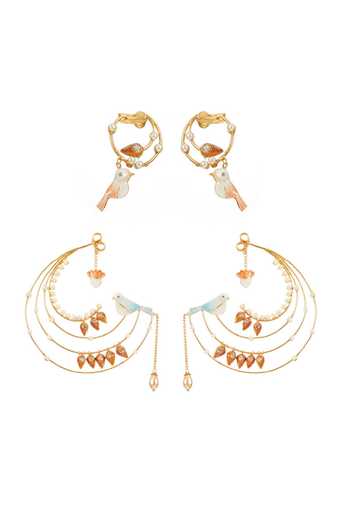 Raabta By Rahul Charlene Bali Earrings With Bird Ear Cover Cuffs 