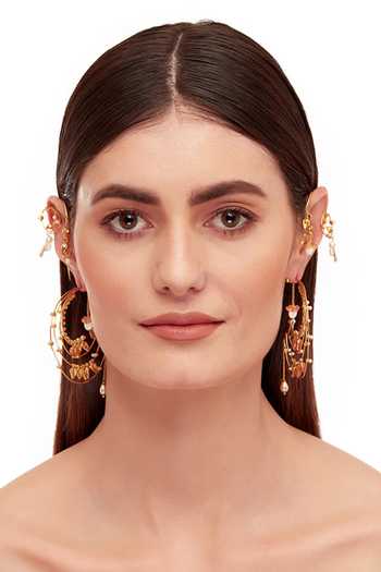 Raabta By Rahul Blue Charlene Bali Earrings With Bird Ear Cover Cuffs Online at Aza Fashions Raabta By Rahul_Blue Charlene Bali Earrings With Bird Ear Cover Cuffs _Online_at_Aza_Fashions