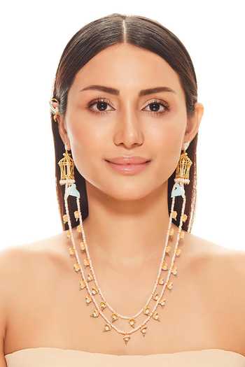 Raabta By Rahul Blue Flying From To Earrings With Cuff Online at Aza Fashions Raabta By Rahul_Blue Flying From To Earrings With Cuff _Online_at_Aza_Fashions