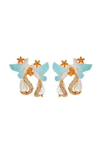 Raabta By Rahul Goldie Meenakari Man-Bird Earrings 