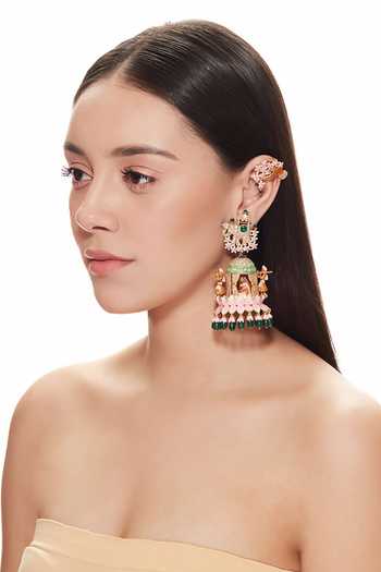 Buy Raabta By Rahul Gold Plated Apsara Palki Jhumkas With Ear Cover Cuffs at Aza Fashions Buy_Raabta By Rahul_Gold Plated Apsara Palki Jhumkas With Ear Cover Cuffs _at_Aza_Fashions