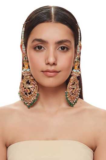 Raabta By Rahul Pink Sayuj Chandbali Earrings Online at Aza Fashions Raabta By Rahul_Pink Sayuj Chandbali Earrings _Online_at_Aza_Fashions