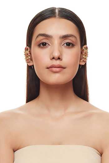 Raabta By Rahul_Pink Palki Jhalar Earrings And Dulhan Deewani Ear Cuffs Set _Online_at_Aza_Fashions