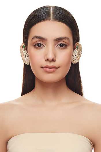 Raabta By Rahul_Green Raasleela Meenakari Ear Cover Cuffs _Online_at_Aza_Fashions