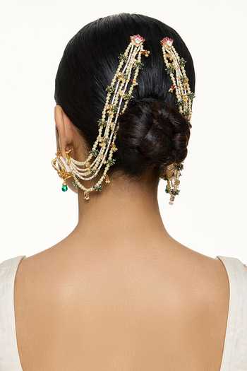 Buy Raabta By Rahul Multi Color Crown Studs With Gulbandh Ear Chain Online at Aza Fashions Buy_Raabta By Rahul_Multi Color Crown Studs With Gulbandh Ear Chain _Online_at_Aza_Fashions