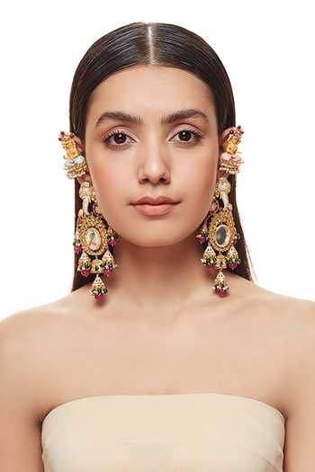 Raabta By Rahul Pink Saanvika Earrings And Ear Cuff Covers Online at Aza Fashions Raabta By Rahul_Pink Saanvika Earrings And Ear Cuff Covers _Online_at_Aza_Fashions