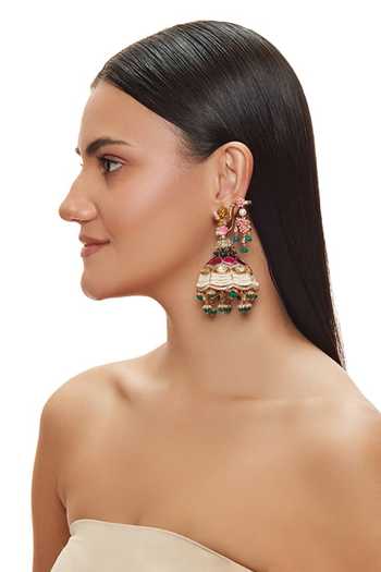 Raabta By Rahul Pink Aahnik Embellished Apsaras Earrings Online at Aza Fashions Raabta By Rahul_Pink Aahnik Embellished Apsaras Earrings _Online_at_Aza_Fashions