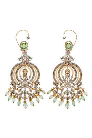 Raabta By Rahul Star Dust Diamante Long Dangler Earrings 