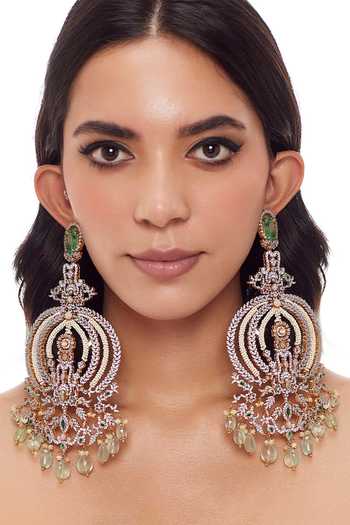 Raabta By Rahul Star Dust Diamante Long Dangler Earrings 