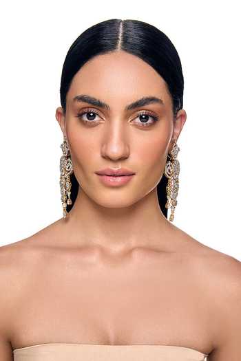 Raabta By Rahul White Nohra Diamante Dangler Earrings Online at Aza Fashions Raabta By Rahul_White Nohra Diamante Dangler Earrings _Online_at_Aza_Fashions