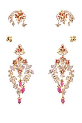 Raabta By Rahul Shimona Set of Embellished Earrings & Ear Cuffs 