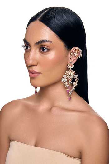 Raabta By Rahul Shimona Set of Embellished Earrings & Ear Cuffs 