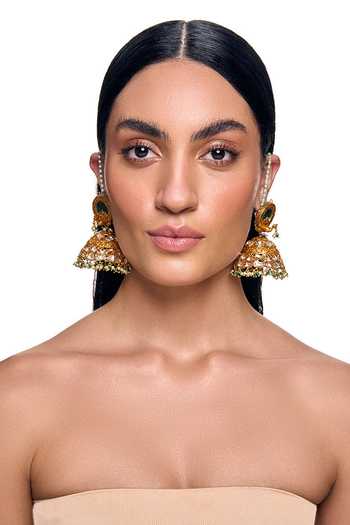Raabta By Rahul Multi Color Meher Embellished Jhumka Earrings Online at Aza Fashions Raabta By Rahul_Multi Color Meher Embellished Jhumka Earrings _Online_at_Aza_Fashions