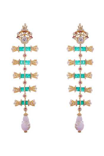 Raabta By Rahul Parinde Beryl Tube Long Earrings 