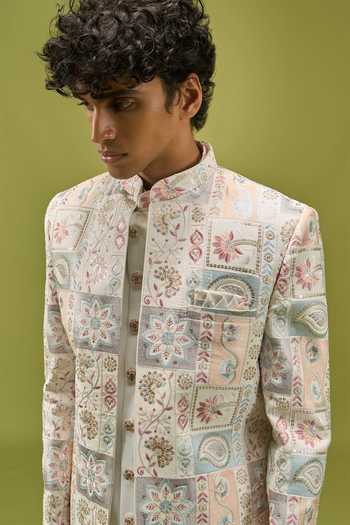 Arihant Rai Sinha Cream Silk, Dupion Mens Sherwani Kurta And Pant Set at Aza Fashions Arihant Rai Sinha_Cream Silk, Dupion Mens Sherwani Kurta And Pant Set _at_Aza_Fashions