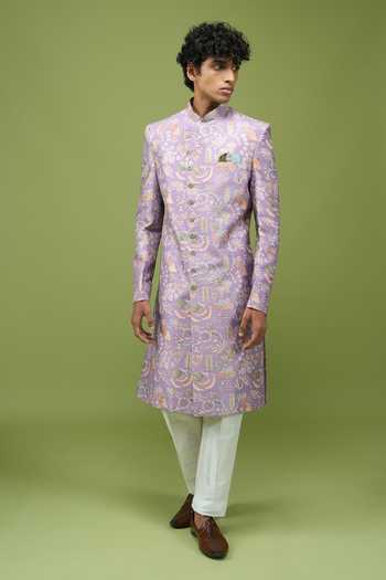 Buy Arihant Rai Sinha Lilac Silk, Georgette, Dupion Mens Embroidered Floral Sherwani Jacket And Pant Set Online at Aza Fashions Buy_Arihant Rai Sinha_Lilac Silk, Georgette, Dupion Mens Embroidered Floral Sherwani Jacket And Pant Set _Online_at_Aza_Fashions