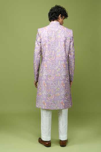 Arihant Rai Sinha Mens Embroidered Floral Sherwani Jacket & Pant Set 