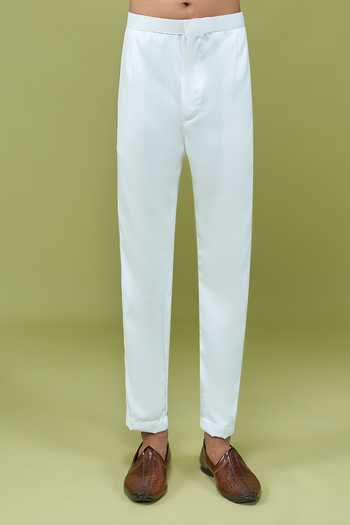 Buy Arihant Rai Sinha Grey Silk Embroidered Mandarin Collar Sherwani And Off White Pant Online at Aza Fashions Buy_Arihant Rai Sinha_Grey Silk Embroidered Mandarin Collar Sherwani And Off White Pant _Online_at_Aza_Fashions