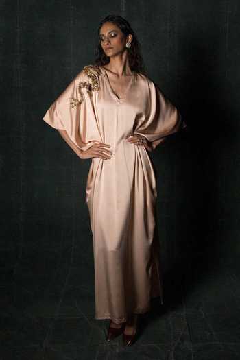 Nidhi Yasha Josephine Metallic Dragon Embroidered Kaftan 