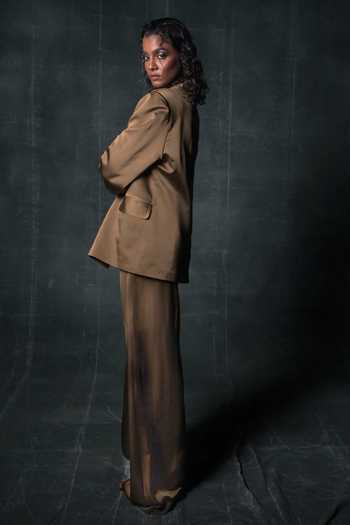 Nidhi Yasha Lush Pure Silk Satin Blazer & Pant Set 