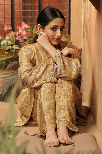 Surkh Syahi Sequin Work Kurta & Palazzo Set