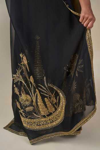 Masaba Black Silk, Tissue, Organza Zari Cowl Neck Gulkand Gulnaar Anarkali Set at Aza Fashions Masaba_Black Silk, Tissue, Organza Zari Cowl Neck Gulkand Gulnaar Anarkali Set _at_Aza_Fashions