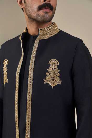 Buy Masaba Black Silk, Viscose Embroidery, Zari Khushboo Khwaab Bundi And Kurta Set Buy_Masaba_Black Silk, Viscose Embroidery, Zari Khushboo Khwaab Bundi And Kurta Set