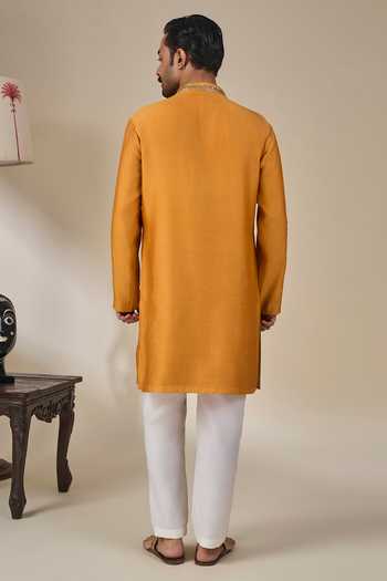 Masaba_Orange Silk, Viscose Zari, Stones Khushboo Khwaab Bundi And Kurta Set _at_Aza_Fashions