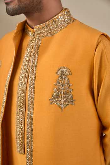 Buy_Masaba_Orange Silk, Viscose Zari, Stones Khushboo Khwaab Bundi And Kurta Set 