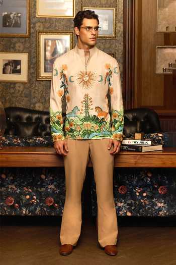 Shop_Asuka_Cream Tigene Celestial Rider Printed Bomber Jacket _Online_at_Aza_Fashions