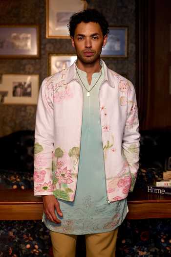 Asuka Sacred Lotus Hand Painted Jacket & Kurta Set 