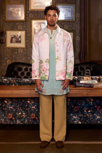 Asuka Sacred Lotus Hand Painted Jacket & Kurta Set 