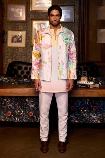 Asuka Garden Mirage Hand Painted Jacket Kurta Set 