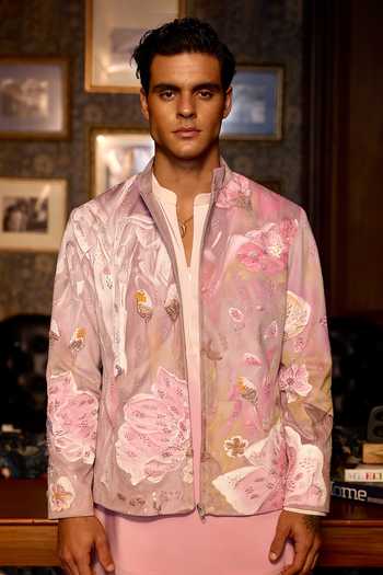 Asuka Blossom Veil Hand Painted Jacket Kurta Set 