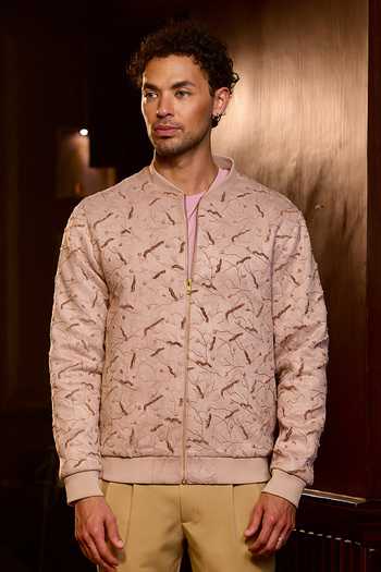 Asuka_Blush Tigene Floral Jaal Embroidered Bomber Jacket _Online_at_Aza_Fashions