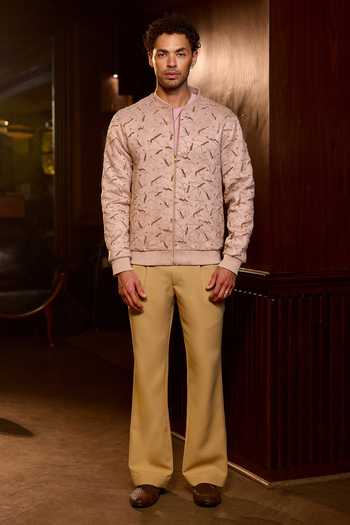 Buy_Asuka_Blush Tigene Floral Jaal Embroidered Bomber Jacket _Online_at_Aza_Fashions