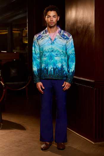 Asuka Blue Linen Crystal Lagoon Printed Shacket Online at Aza Fashions Asuka_Blue Linen Crystal Lagoon Printed Shacket _Online_at_Aza_Fashions