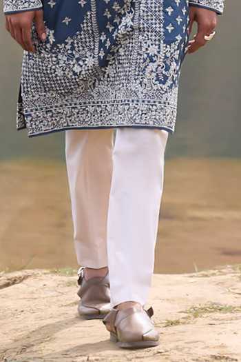 Anushree Reddy_Blue Silk, Cotton, Lycra Thread Embroidered Kurta Set _Online_at_Aza_Fashions