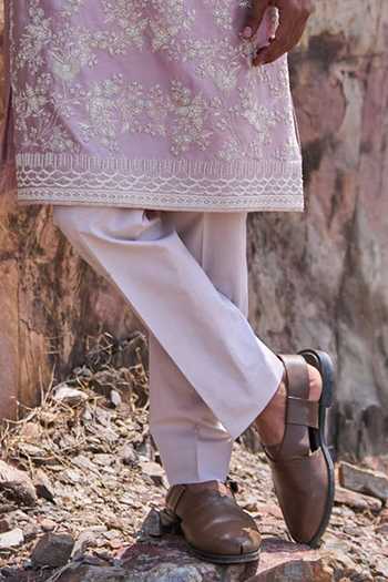 Anushree Reddy_Purple Silk, Cotton, Lycra Lilac Mallow Kurta Set _Online_at_Aza_Fashions