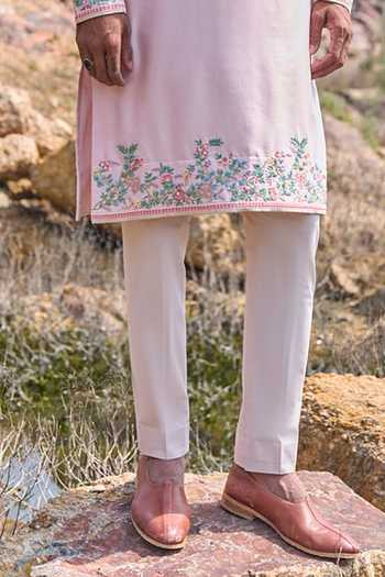 Anushree Reddy_Pink Silk, Cotton, Lycra Voilet Creeper Multi Thread Kurta Set _Online_at_Aza_Fashions