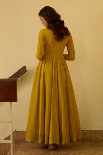 Swatti Kapoor Sital Handwoven Anarkali Set With Alka Gilet